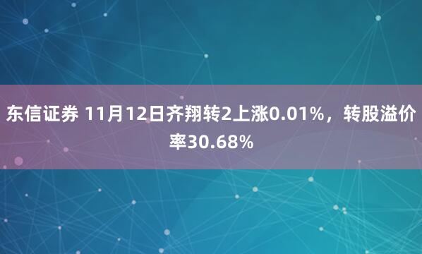 东信证券 11月12日齐翔转2上涨0.01%，转股溢价率30.68%