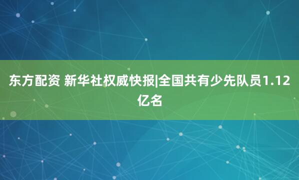 东方配资 新华社权威快报|全国共有少先队员1.12亿名